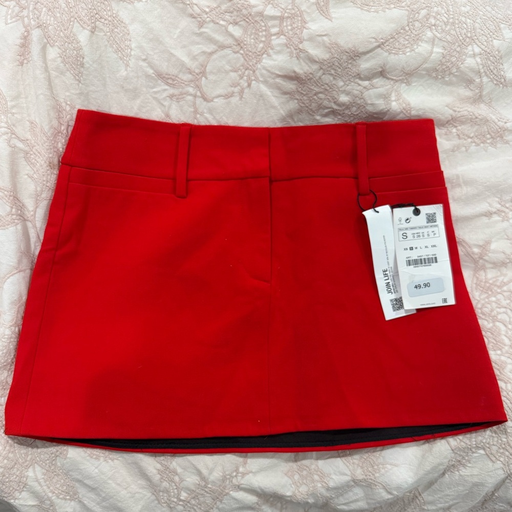 zara red mini skirt — brand new with tags